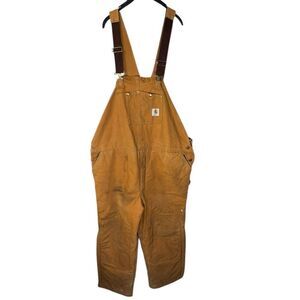 Carhartt Tan and Brown Overalls Sturdy Cotton Duck